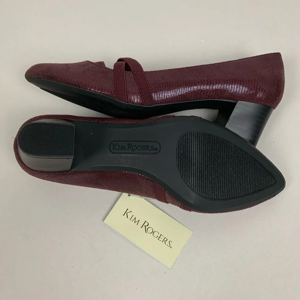 STORAGE Kim Rodger red snakeskin texture Point toe chunky heel pumps Sz 6.5 - Picture 10 of 16